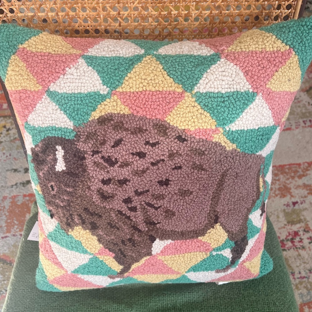 Buffalo Patterned Accent Pillow - Picture 6 of 7